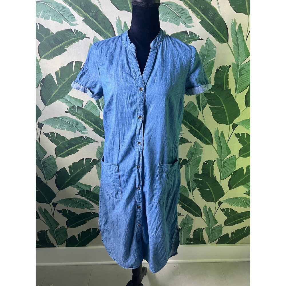 Old Navy Chambray Short Sleeve Shirt Dress‎ Womens Size S Blue